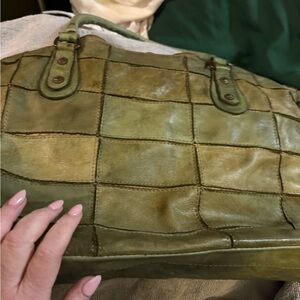 Green Leather Tote Bag